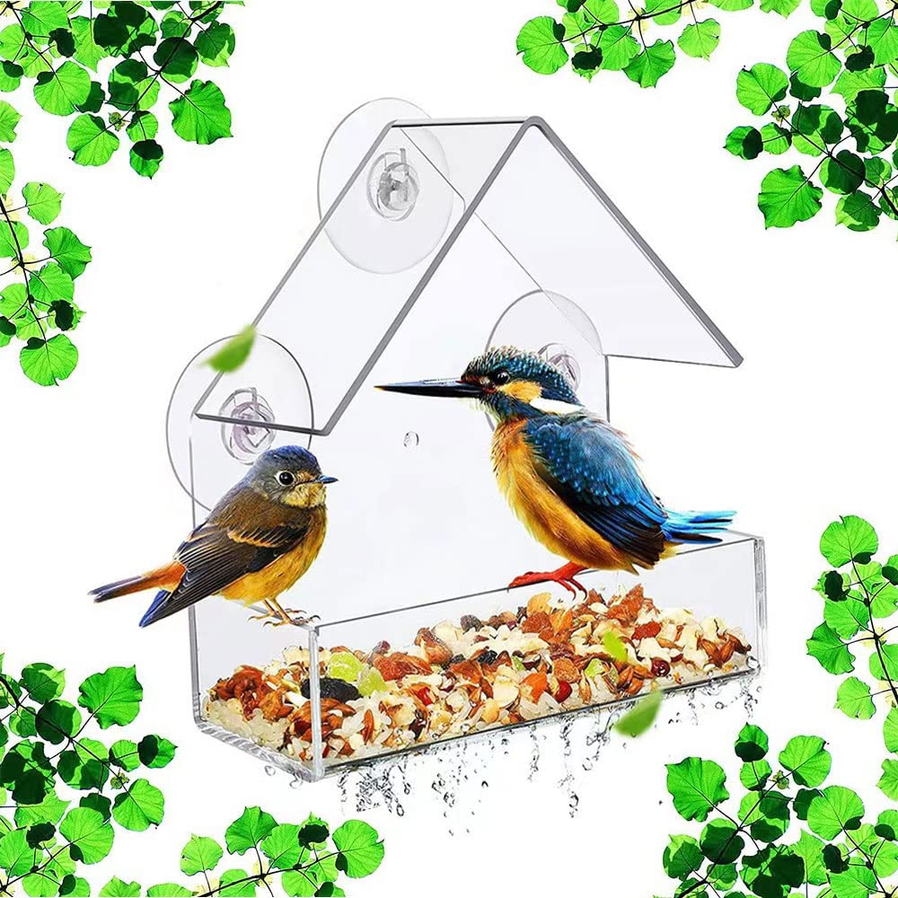 Forfuture-go window bird feeder on glass with strong suction cups for secure mounting.
