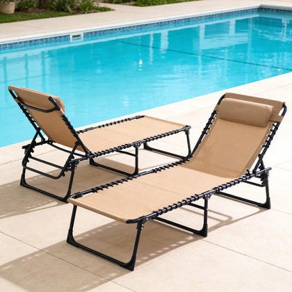 Foristrail 2-Pack folding chaise lounge with 5-position adjustability for outdoor comfort