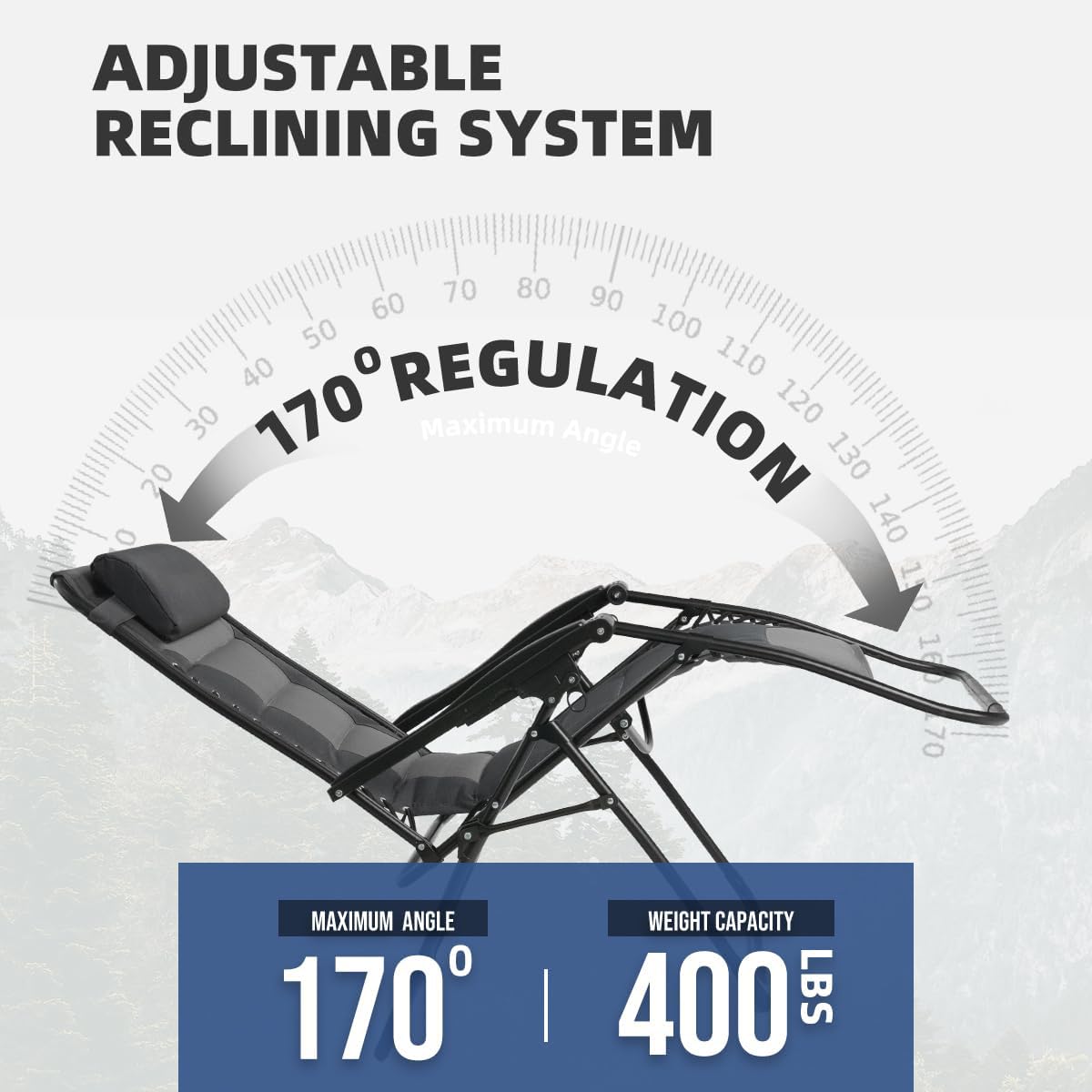 Foristrail recliner offers 7-position recline with safe non-slip locking.