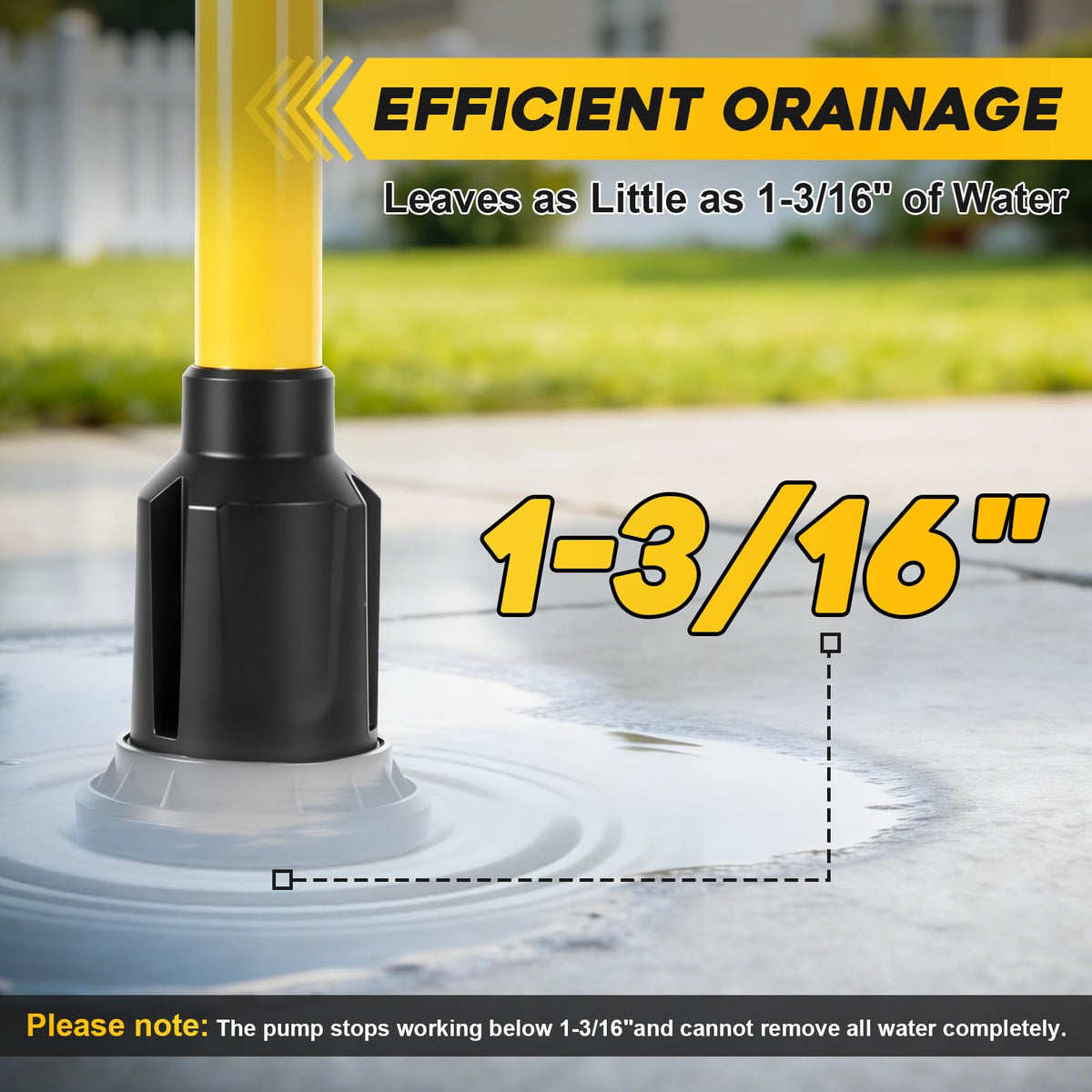 FormiPow 10ft lift distance helps raise water from barrels or low spots with ease.