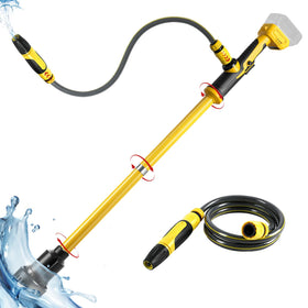 FormiPow cordless stick pump with Dewalt 20V battery delivering 1400 GPH transfers for quick water moves.