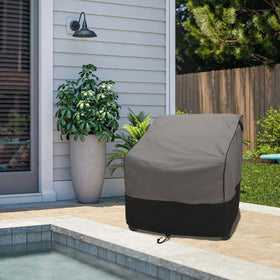 FORSPARK grey fabric blends with outdoor spaces while protecting furniture.