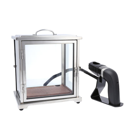 Fortessa Crafthouse glass smoker box with wood-base, showcasing elegant smoke for drinks