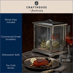 Fortessa Crafthouse smoker box with clear glass sides reveals the smoky process