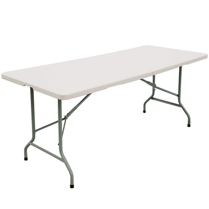 FORUP 6ft folding table opened, spacious 71-inch surface ready for gathering
