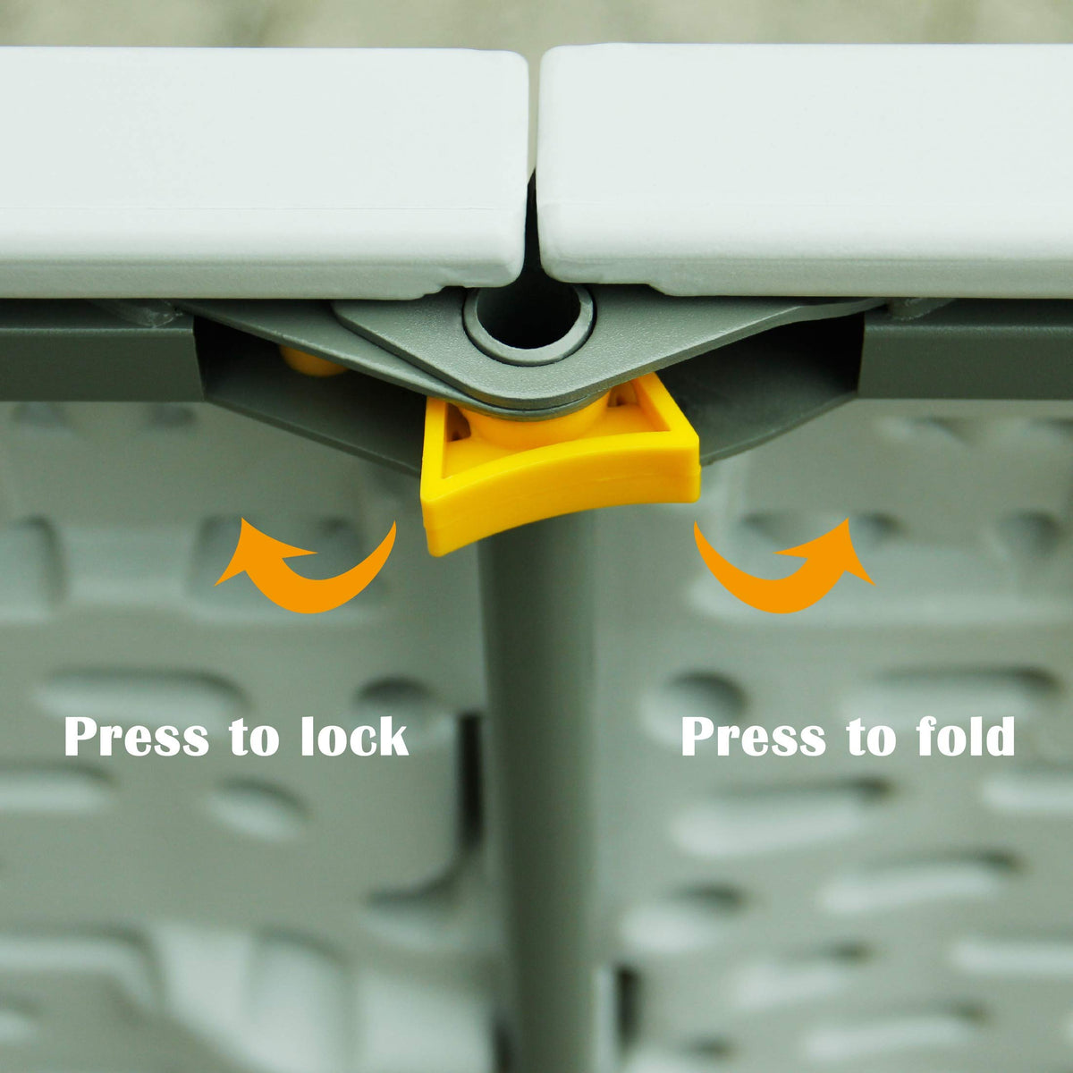 FORUP table with gravity locks keeping legs secure during use