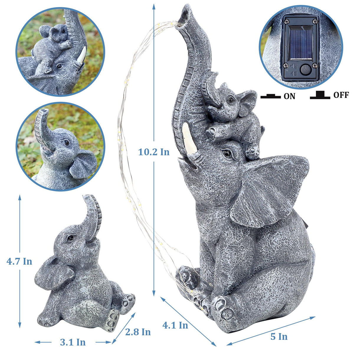 FORUP elephant figurine outdoor resin detail adds charming craftsmanship