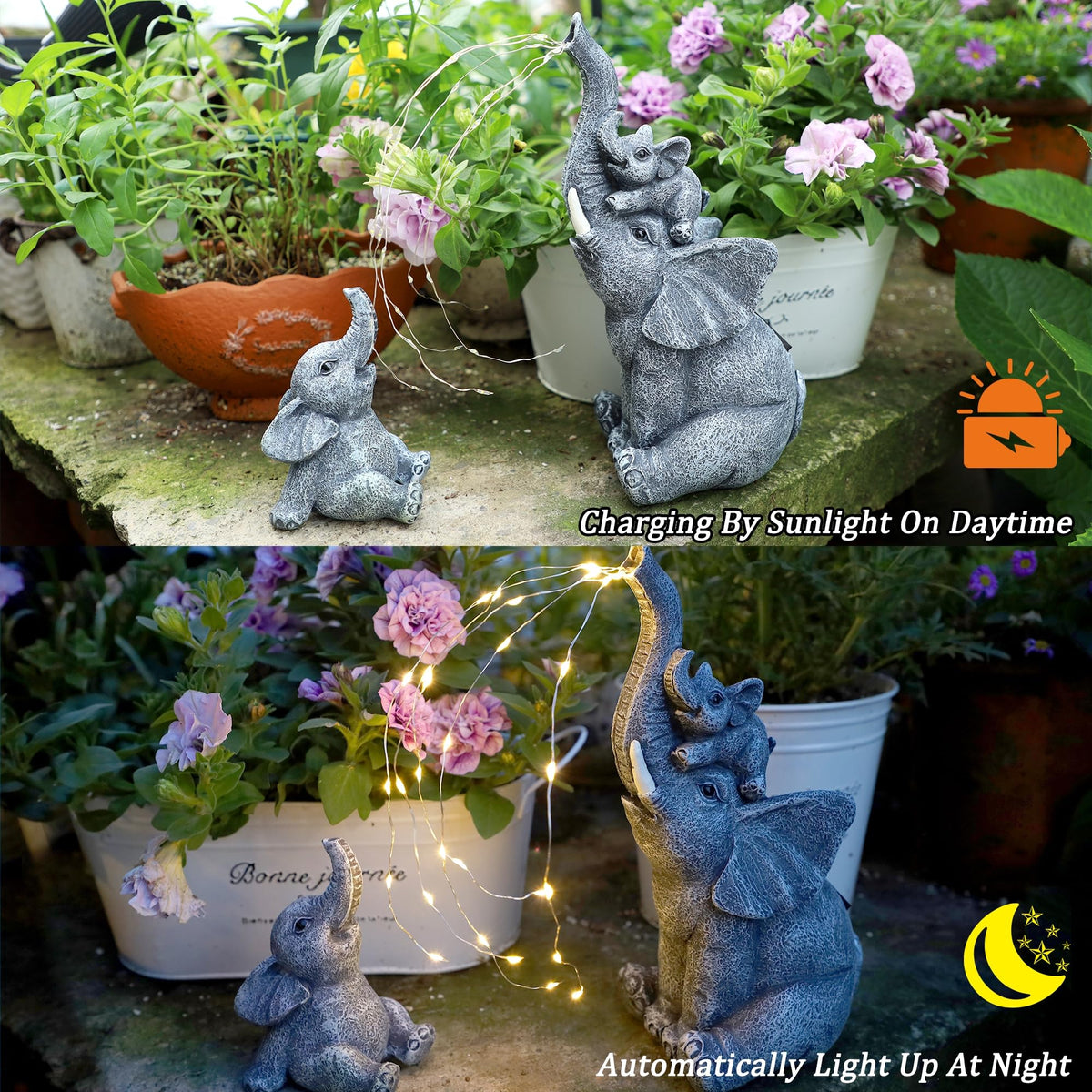 FORUP elephant garden decor along walkway creates pleasing focal point