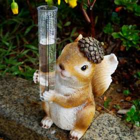 FORUP gift-ready squirrel rain gauge enhances spring and holiday decor