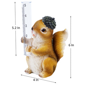 FORUP hand-painted squirrel figurine doubles as outdoor rain gauge in a garden