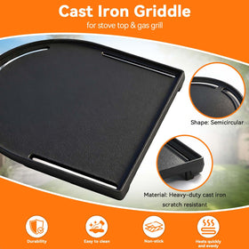 FORYEYC cast iron griddle cooking eggs evenly on grill.