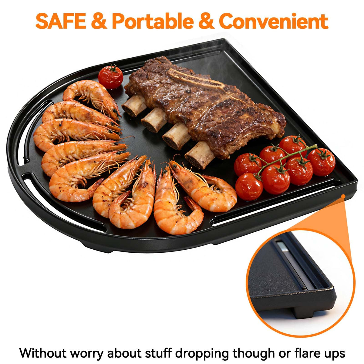 FORYEYC griddle sears bacon and sausages for flavorful results.