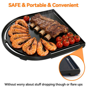 FORYEYC griddle sears bacon and sausages for flavorful results.
