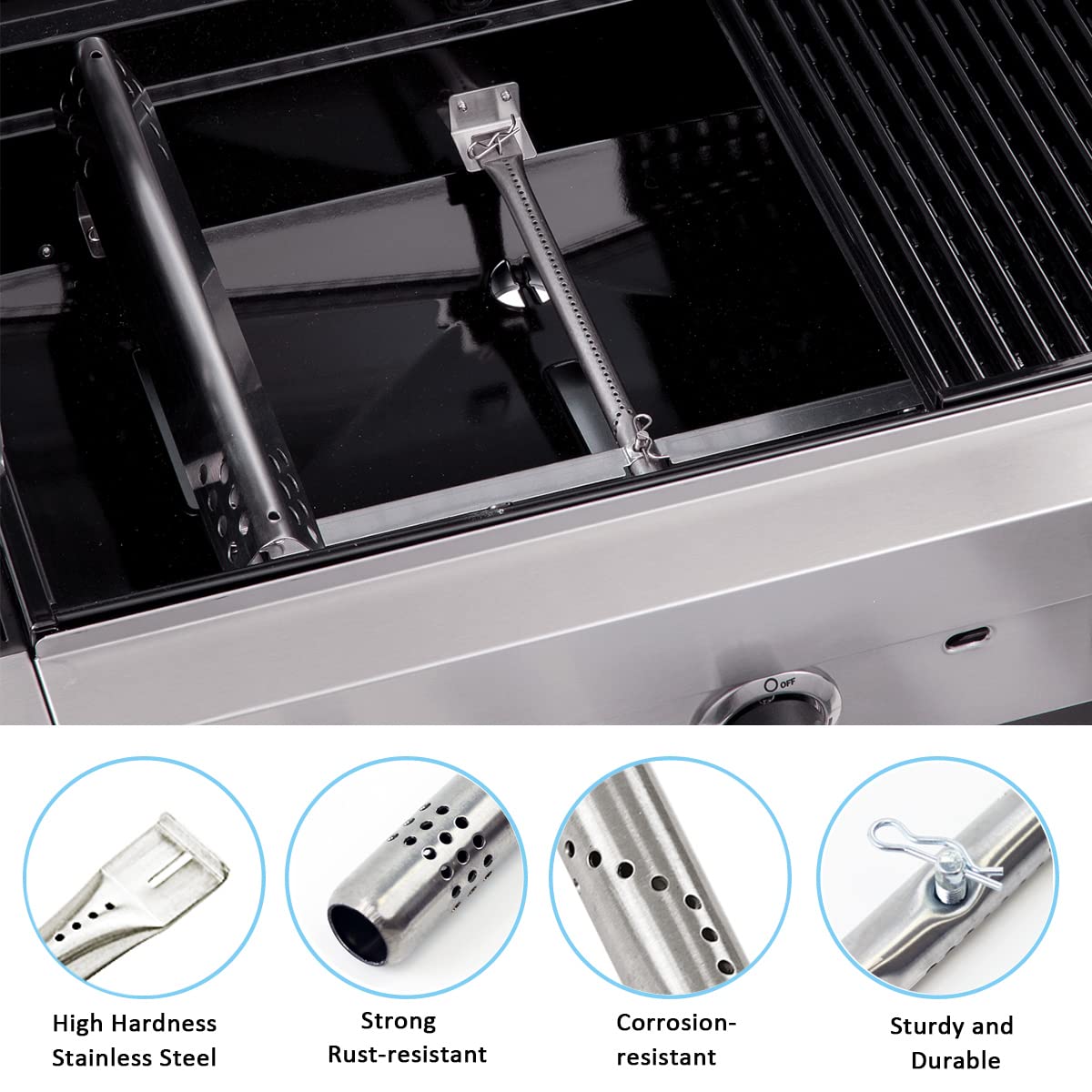 FORYEYC adjustable crossover tubes enable versatile grill compatibility.