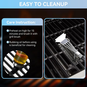 FORYEYC cast-iron surface distributes heat evenly for consistent grilling