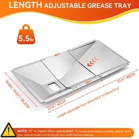 FORYEYC universal grease tray dimensions 23.6 to 31.6 inches for adaptable fit.