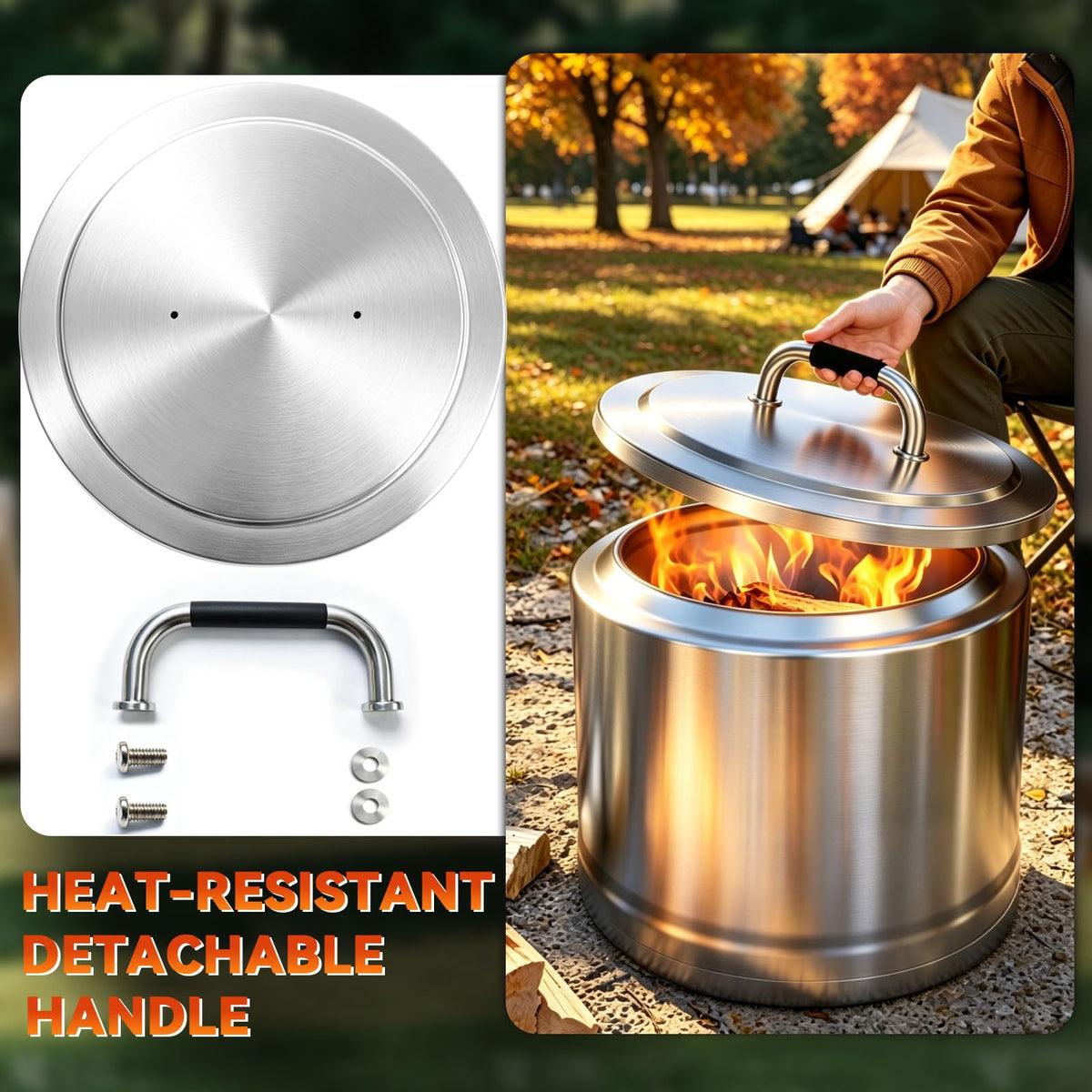 FORYEYC compatible lid for 19.5-inch round fire pits enhances Bonfire 2.0 and similar pits