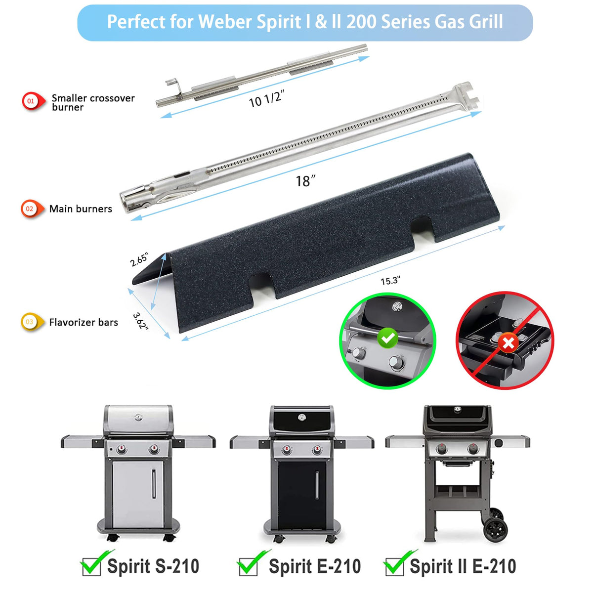 FORYEYC Spirit II main burners 2pc delivering stable flame for consistent cooking.