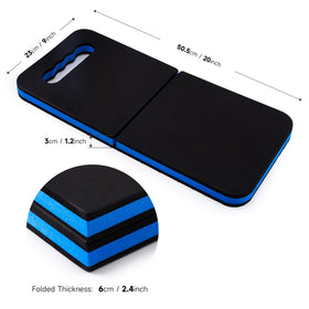 FOSHIO kneeling pad folded compact demonstrates space-saving design for easy storage.