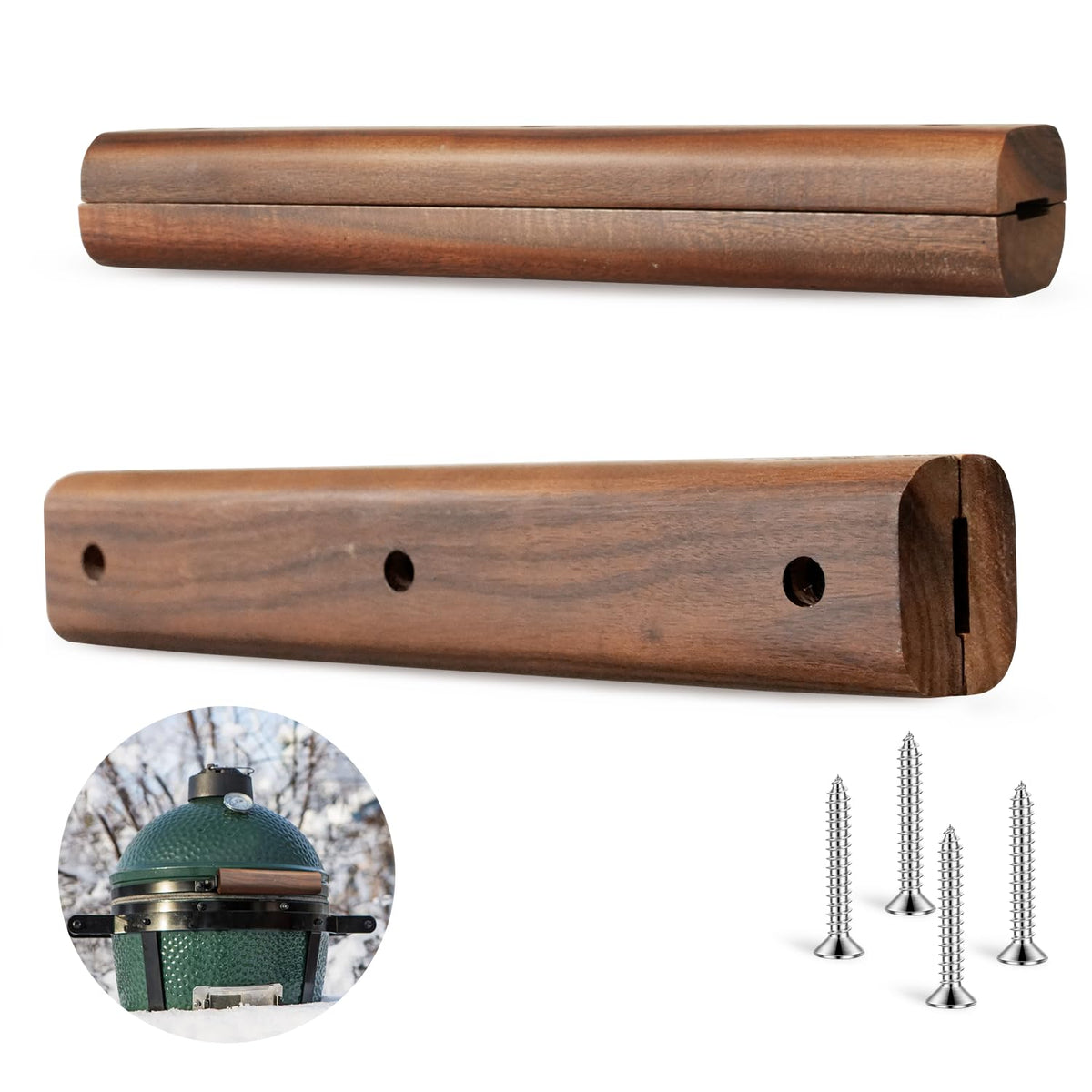 FOTITM wooden handle replacement for Big Green Egg, 9-inch length for comfortable grip.