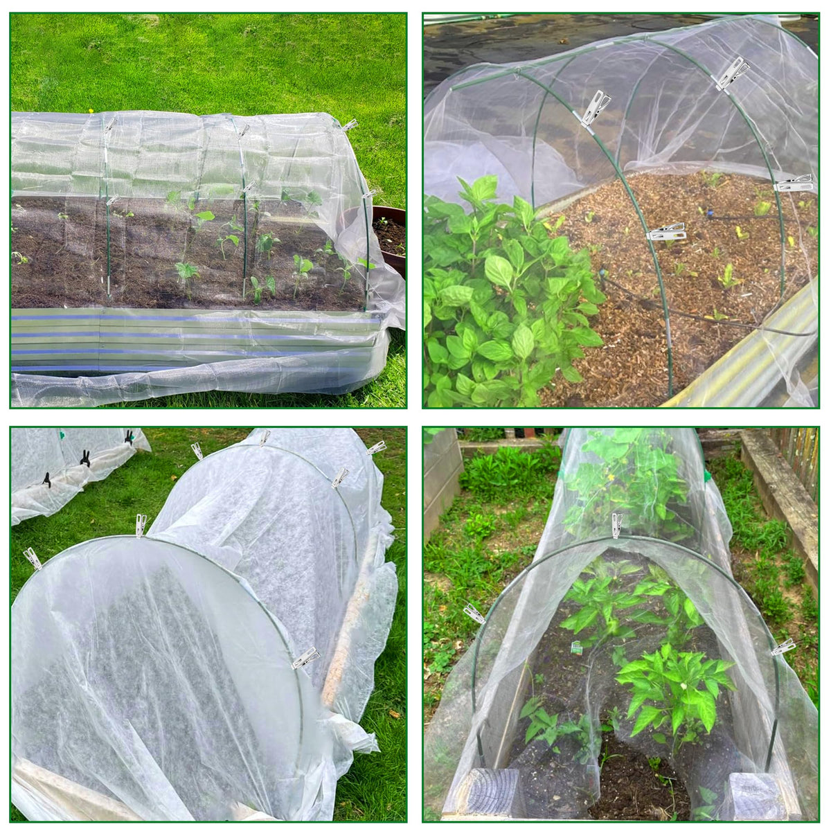 FOTMISHU arching netting enclosure created with garden hoops