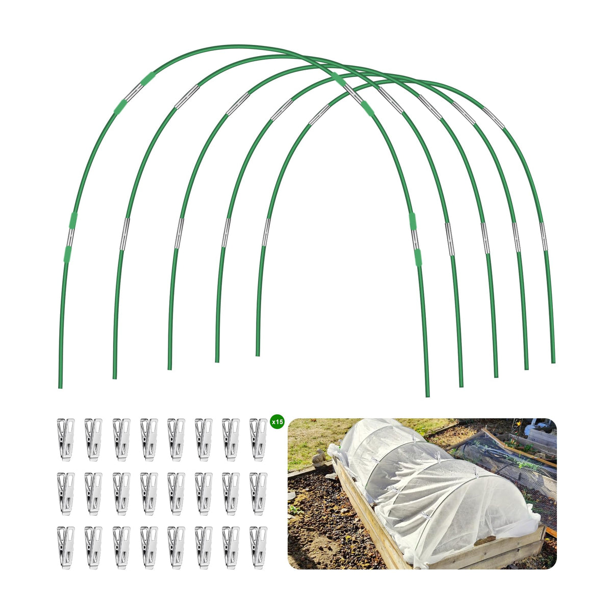 FOTMISHU garden hoops 7ft grow tunnel for raised beds and covers