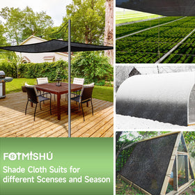 FOTMISHU shade net mounted on greenhouse frame to lower heat.