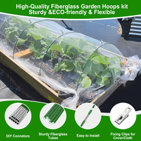FOTMISHU rust-free fiberglass hoops provide durable garden support