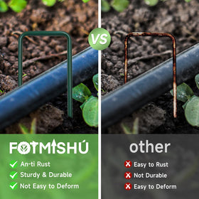 FOTMISHU sharp-end stakes simplify installation in soft ground and reduce bending.