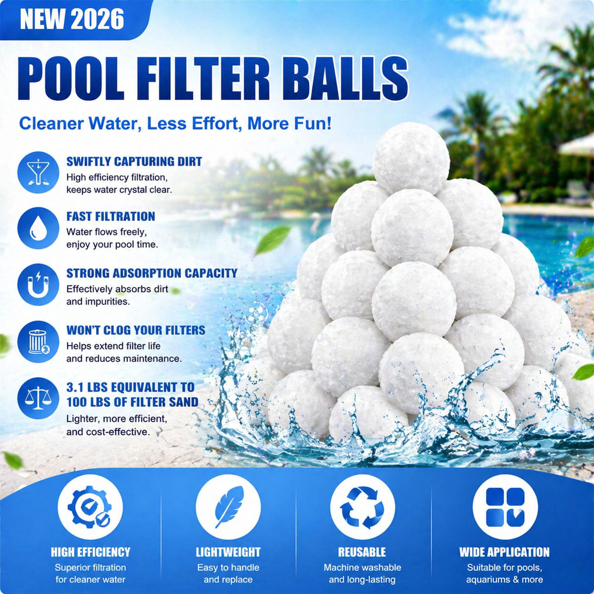 Foubret polyester filter balls made from durable, lightweight material