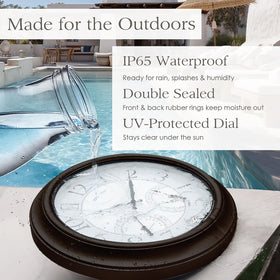 FOUNTAIN DESIGNS UV-resistant materials keep the clock looking new outdoors