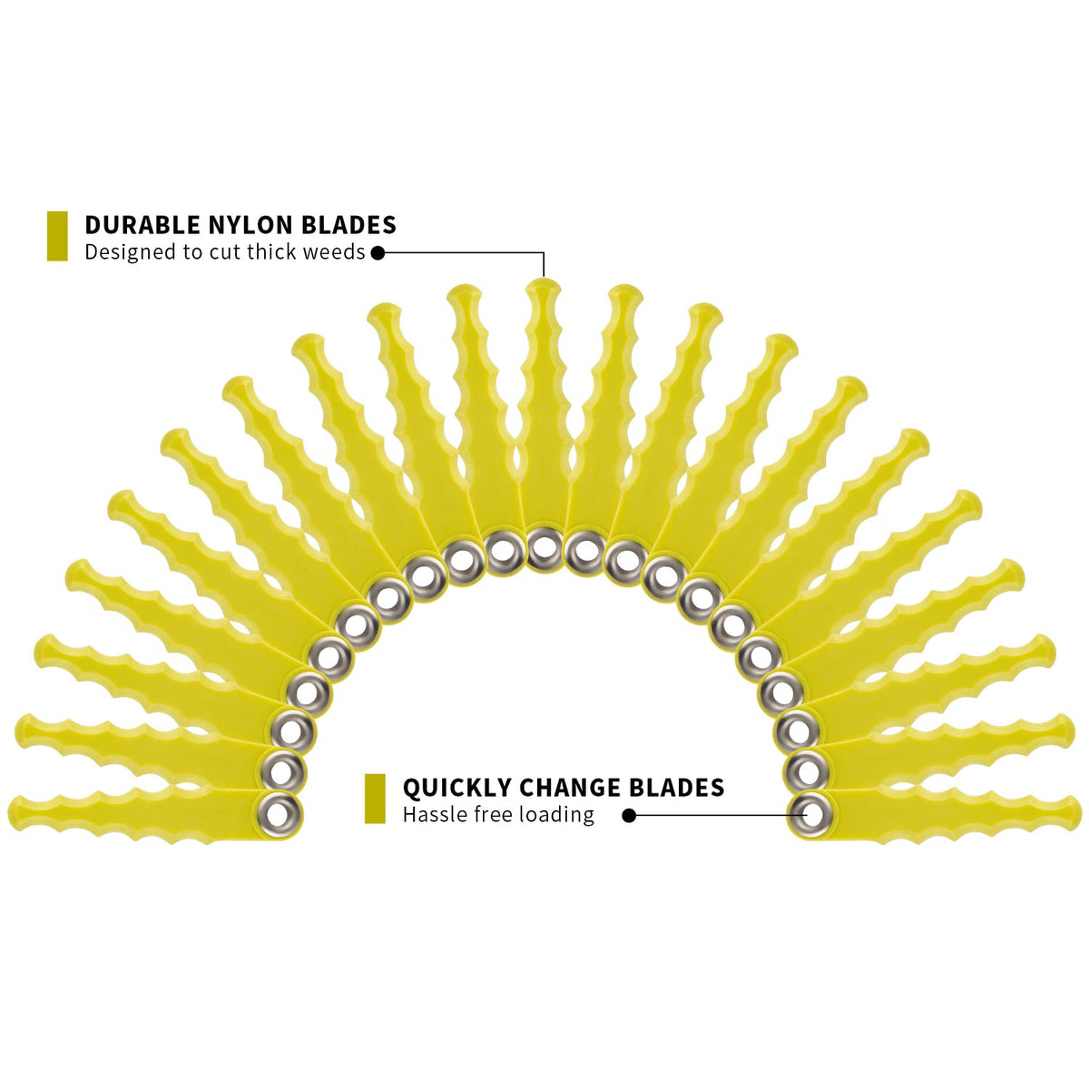 FourShow polycarbonate head blades for screw-fastened trimming heads.