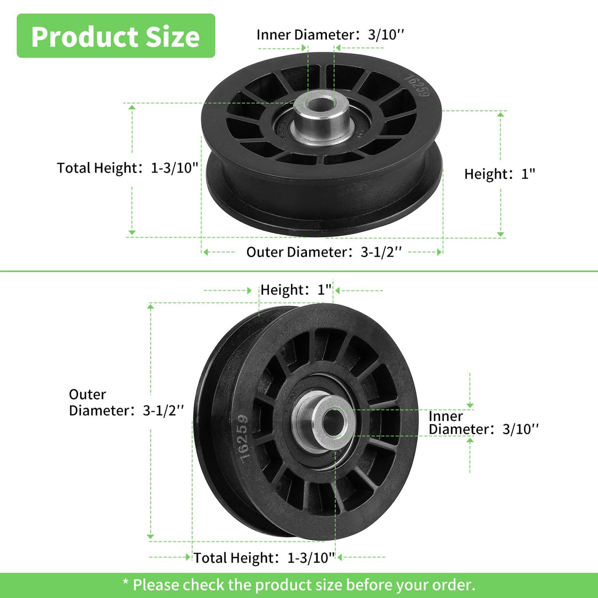 Fourtry idler pulley bearing close-up shows durable sealed bearing for smooth rotation