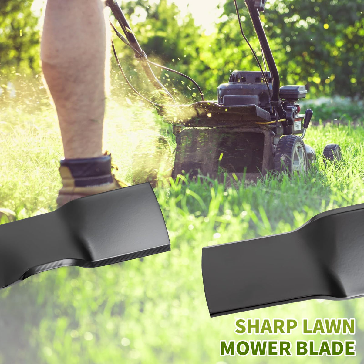 Fourtry 42-inch deck mulching blade built from durable steel for long life.