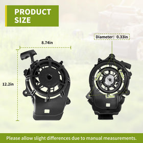 Fourtry 594062 recoil starter side view highlights compact footprint and mounting holes.