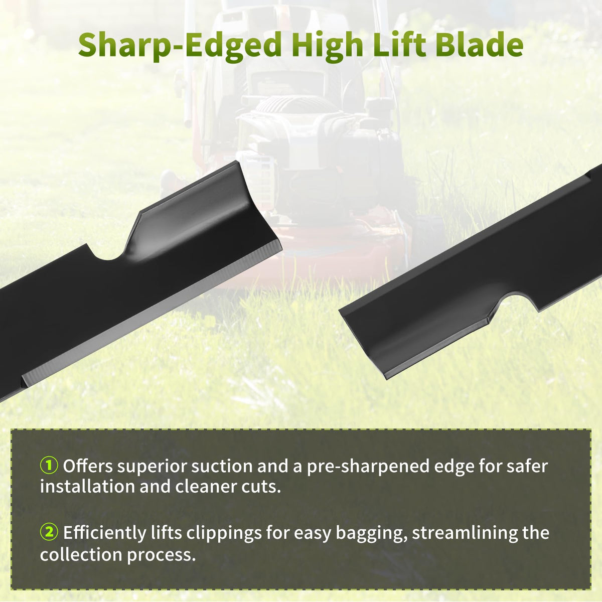 Fourtry blade compatibility chart confirms Exmark and Laser series options for easy selection.