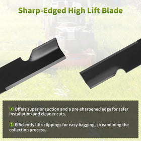 Fourtry blade compatibility chart confirms Exmark and Laser series options for easy selection.