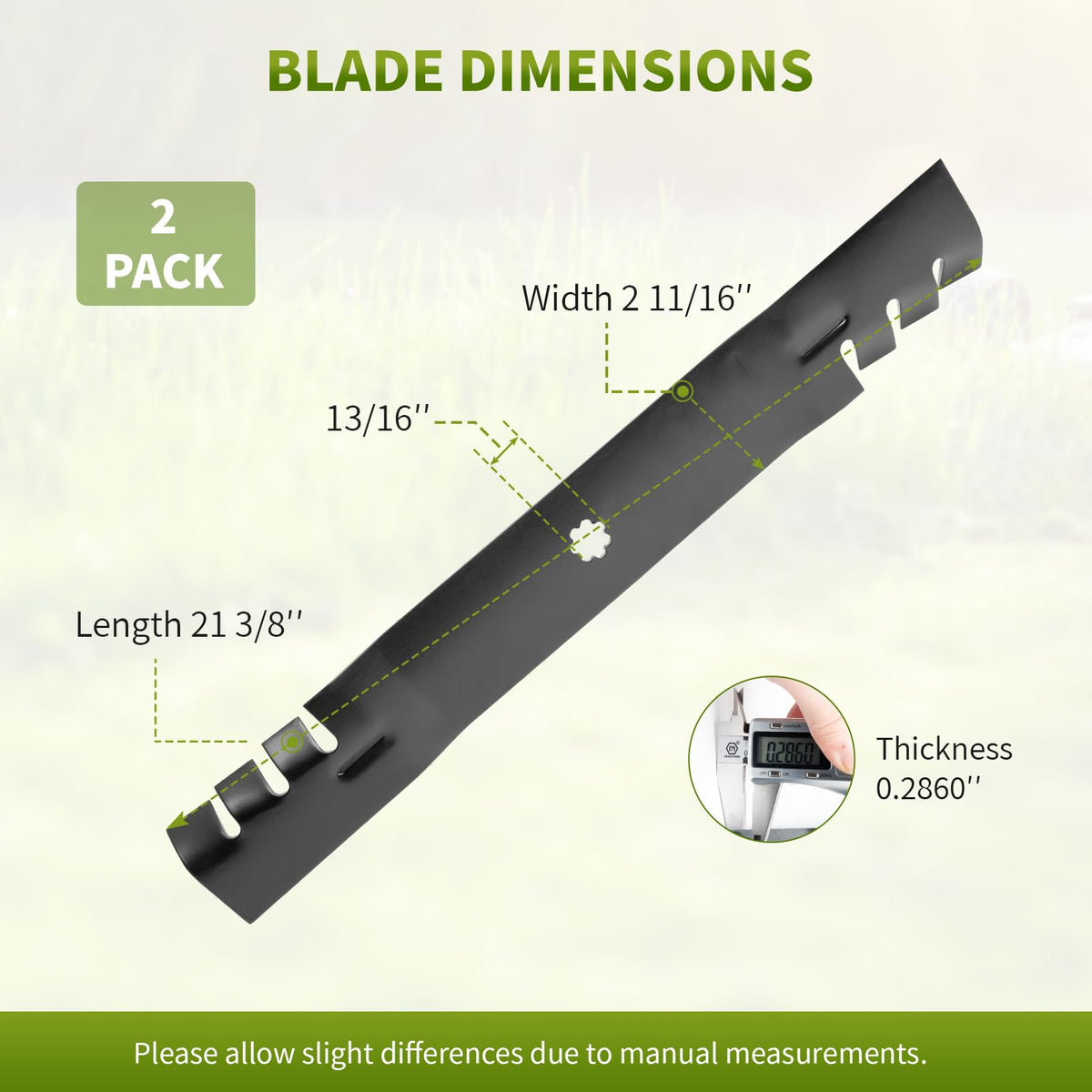 Fourtry GX22151 mulching blades finely slice clippings for lawn nutrients.