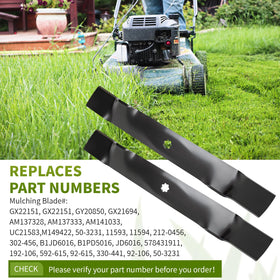 Fourtry GY20850 mulching blade for 42-inch deck enhances cutting in dense grass.