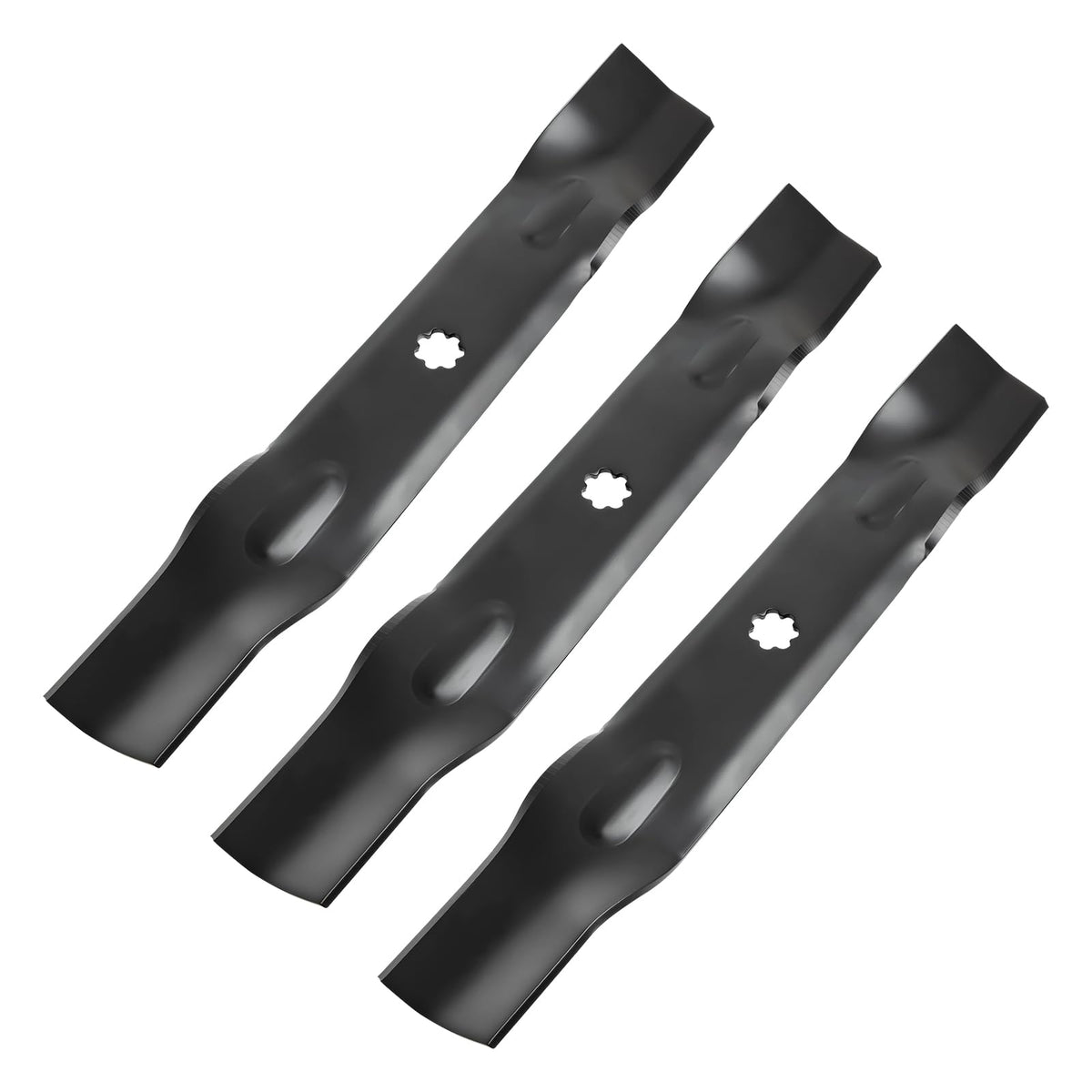 Fourtry GY20852 three-blade-pack ready for 48-inch decks improves cut quality