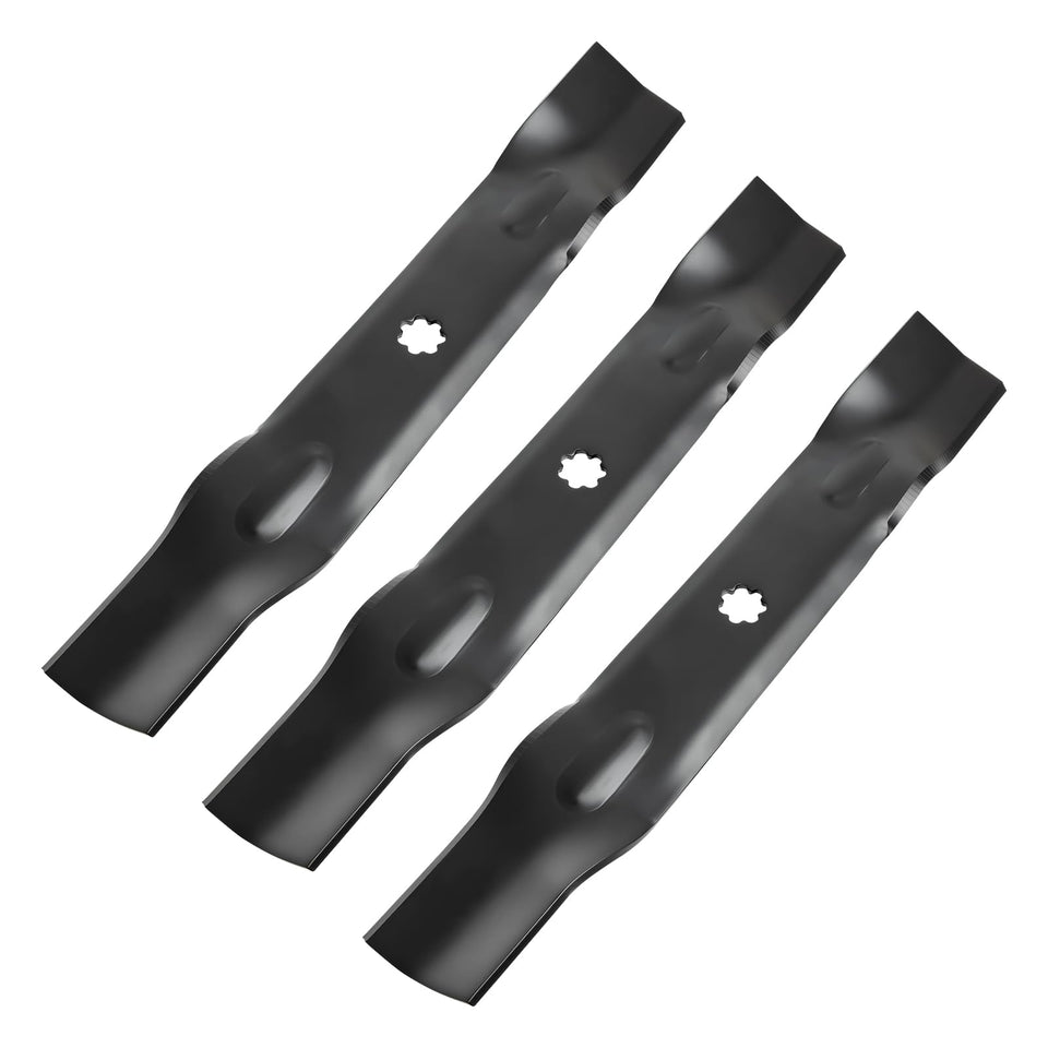 Fourtry GY20852 three-blade-pack ready for 48-inch decks improves cut quality