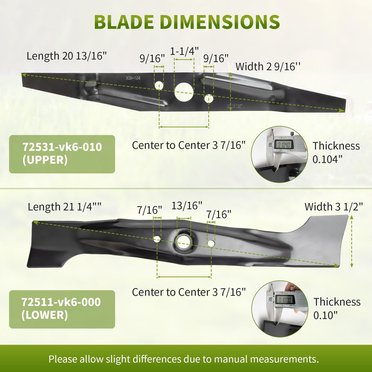 Fourtry mulching blades pack for Honda HRC216K2/K3 (2 blades included).