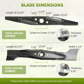 Fourtry mulching blades pack for Honda HRC216K2/K3 (2 blades included).