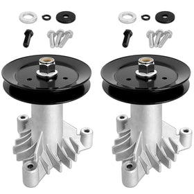 Fourtry spindle assembly with pulley for Craftsman LT1000 improves belt alignment and mower longevity.