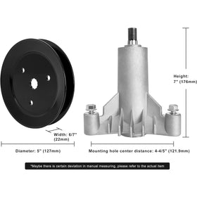 Fourtry two-pack spindle pulley kit with bearings supports durable, easy blade changes.