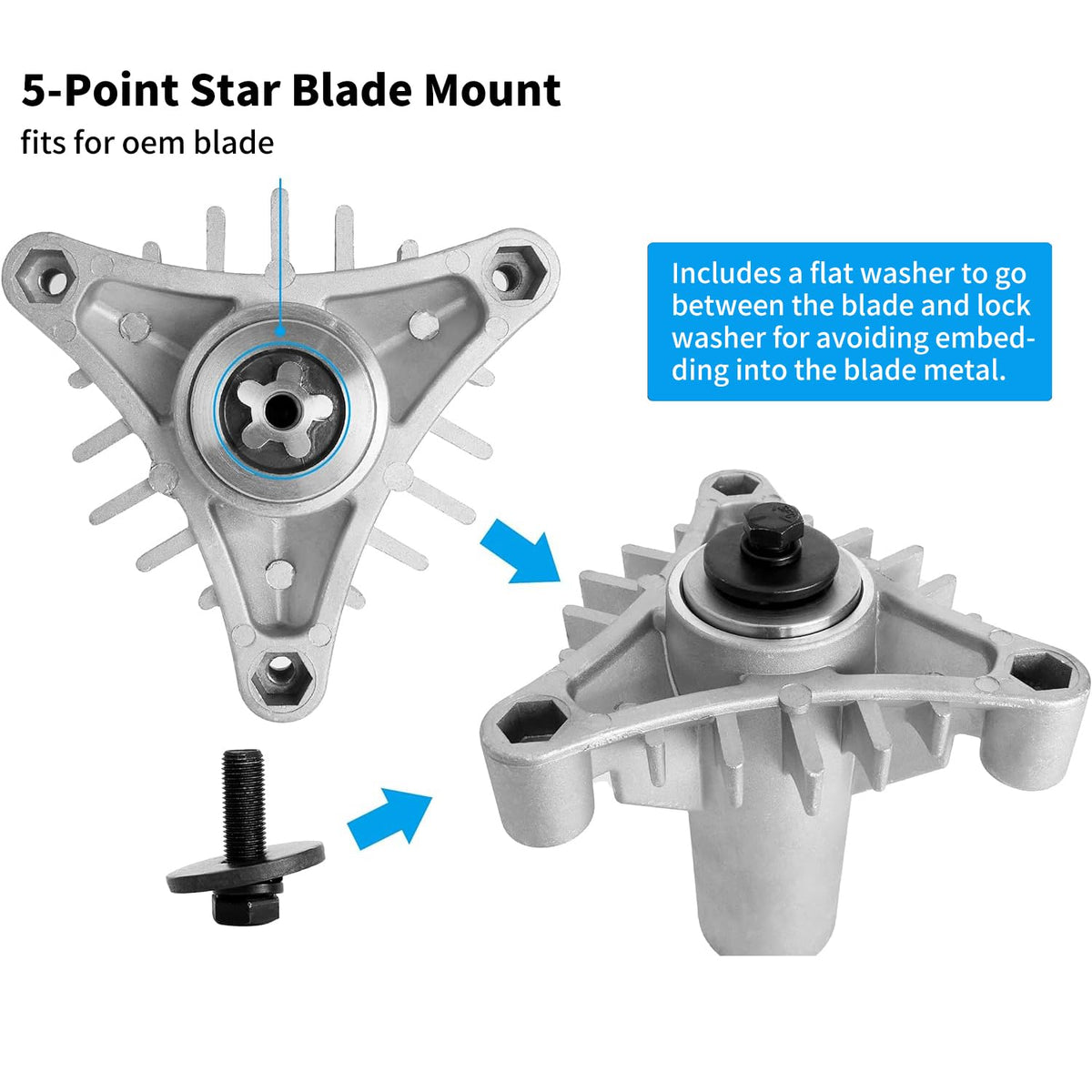 Fourtry spindle assembly with pulley for Husqvarna CT130 delivers reliable blade rotation.