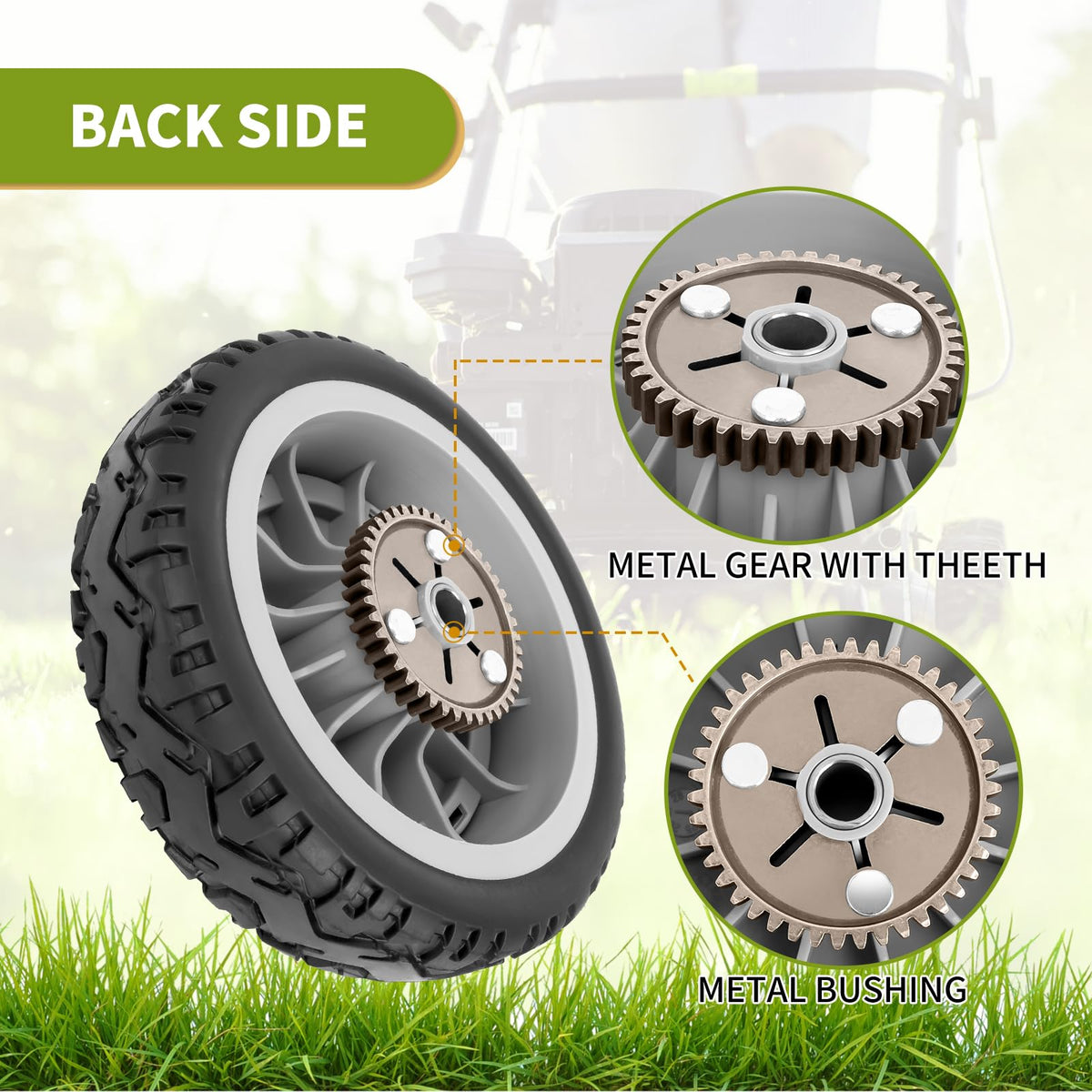 Two-pack Fourtry rear wheel gear kit designed for Toro Super Recycler compatibility.