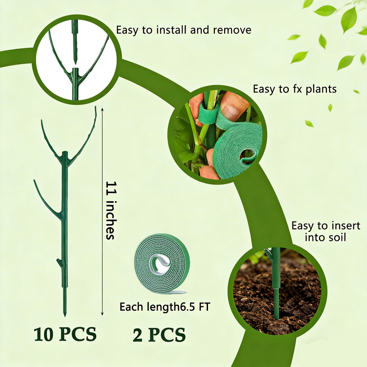 FOVGOTAN stackable plant stake height demonstrates adjustable support for growing vines.