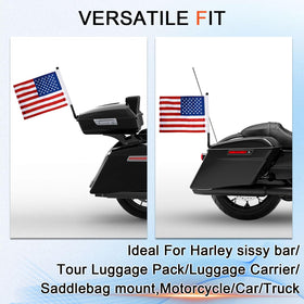 FOVPLUE flag kit on luggage carrier with vibrant, durable colors.