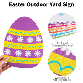 Fovths sturdy plastic stakes secure the Easter yard signs outdoors
